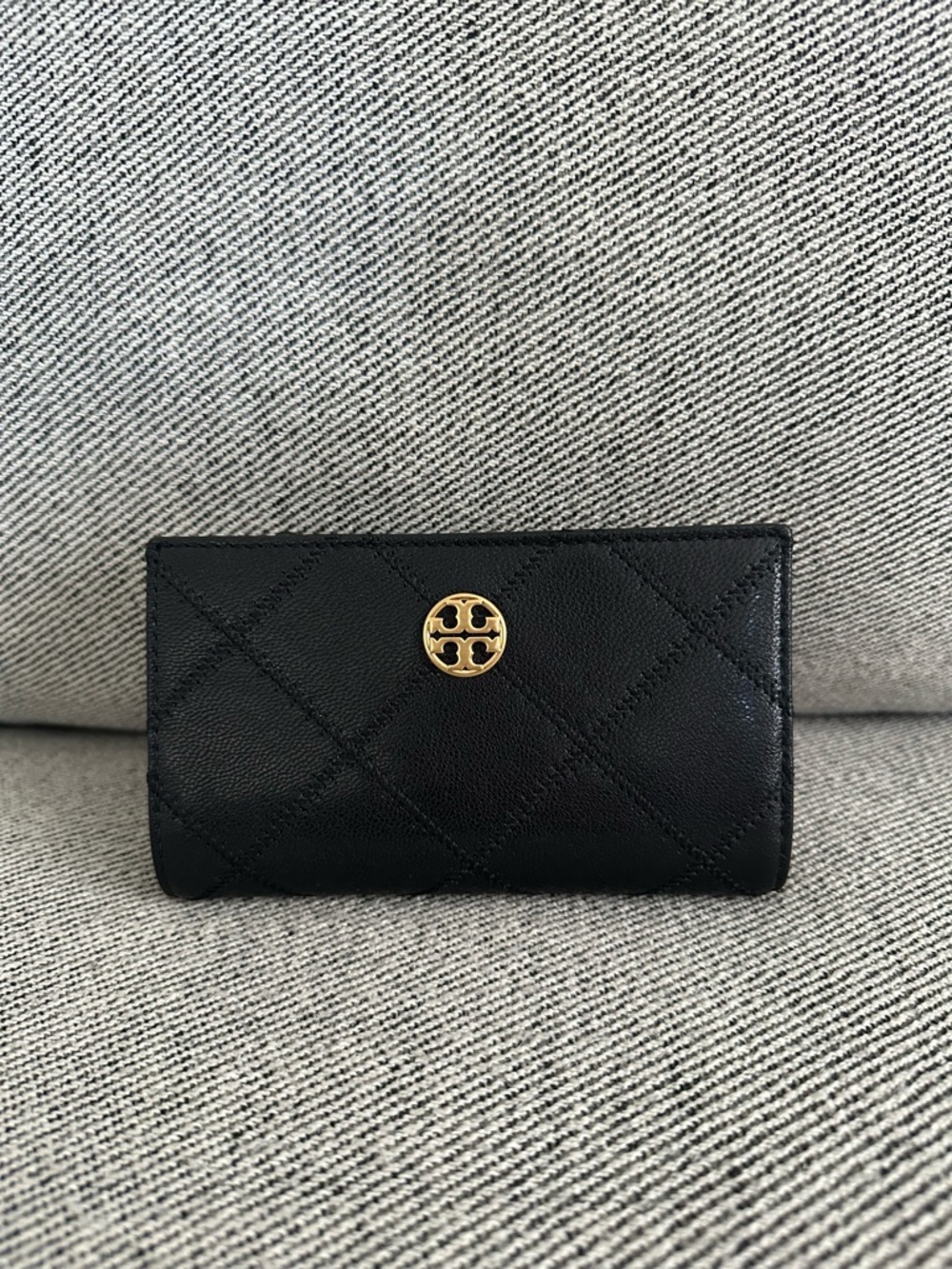 NWT Tory Burch Willa Medium Wallet 168721 Goat Leather Black